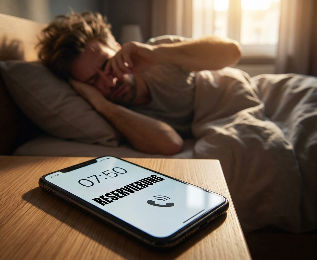 Smartphone klingelt früh morgens im Bett